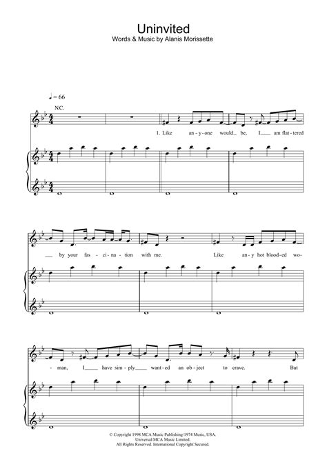 lyrics to uninvited|Uninvited Chords .